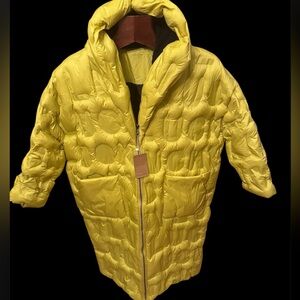 Brand new Soolinen Yellow Hooded Puffer Jacket size XL